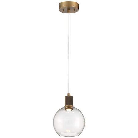 Access Lighting Port Nine Burgundy, Burgundy LED Pendant, Antique Brushed Brass Finish, Clear Glass 63142LEDD-ABB/CLR